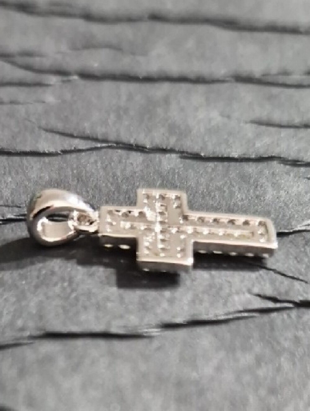 Sterling Silver Moissanite Cross Pendant in Silver - Picture 3 of 3